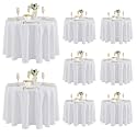 Fitable 8 Pack White Round Tablecloths 120 Inch for 48"-96" Tables