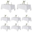 Fitable 8 Pack White Table Cloths 60x102 Inch for 6 Ft Rectangle Tables