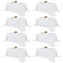 Fitable 8 Pack White Table Cloths 90x132 Inch for 6 Foot Rectangle Tables