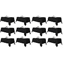 Fitable Black Tablecloths for Rectangle Tables, 12 Pack - 70 x 120 Inches - Reusable and Washable Table Clothes for 6-8 Ft Tables, Polyester Fabric Table Covers for Wedding, Party, Banquet