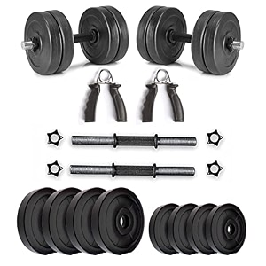 fitbox sports dumbbells combo weight plates amp hand grips 14 kg 1kg x 4  25kg x 4 black