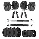FitBox Sports Dumbbells Combo Weigth Plates &amp; Hand Grips 18 Kg, Black