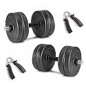 FitBox Sports Dumbbells Combo Weight Plates &amp; Hand Grips 12 Kg (1kg x 4 + 2kg x 4), Black
