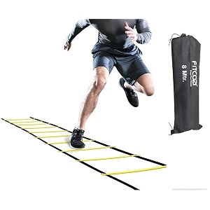 fitcozi 4 mtr agility ladder training set - exercise workout equipment to boost fitness amp increase quick footwork - kit for soccer football hockey amp basketball - with carry bag 8mtr fitcozi