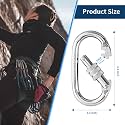 Fitcozi Heavy Duty Safety Lock Cable Attachment,Stainless Steel Spring Snap Hook Carabiner/Hook Swing Connector Multipurpose,SnapHook for Weight-Lifting Mountain Climbing Gym Silver (10MM Screw)