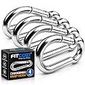 Fitcozi Heavy Duty Safety Lock Cable Attachment,Stainless Steel Spring Snap Hook Carabiner/Hook Swing Connector Multipurpose,SnapHook for Weight-Lifting Mountain Climbing Gym Silver (Pack of 4)