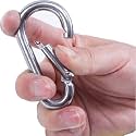 Fitcozi Heavy Duty Safety Lock Cable Attachment,Stainless Steel Spring Snap Hook Carabiner/Hook Swing Connector Multipurpose,SnapHook for Weight-Lifting Mountain Climbing Gym Silver (Pack of 8)