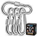 FITCOZI Large Spring Snap Hook Carabiner Clip, Heavy Duty Stainless Steel Spring Snap Hook Carabiner For Outdoor, Gym, Fishing, Sail, Chains, Banners, Ropes (12MM, Silver)