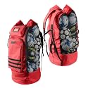 Fitdom XL Mesh Ball Bag with Backpack Straps & 2 Zippered Front Pockets