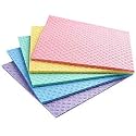 Wet Kitchen Cleaning Wipes Cellulose Sponge Wipes and Paper Towel Reusable and Biodegradable for Household and Kitchen Cleaning resuable and Washable 5 Pack