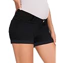 fitglam Women's Maternity Jean Shorts Under Belly Maternity Lounge Denim Shorts Pregnancy Comfy Clothes with Elastic Panel