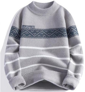 fitin outfit self design round neck casual men brown sweater
