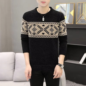 fitin outfit self design round neck casual men black sweater
