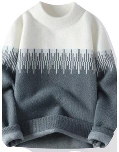fitin outfit self design round neck casual men white sweater
