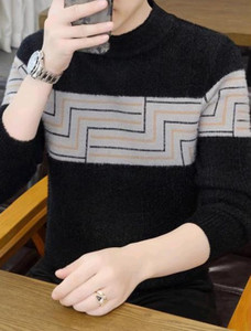 fitin outfit men self design round neck black sweater