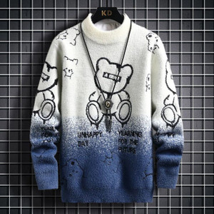 fitin outfit self design round neck casual men blue sweater