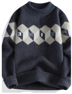 fitin outfit self design round neck casual men grey sweater