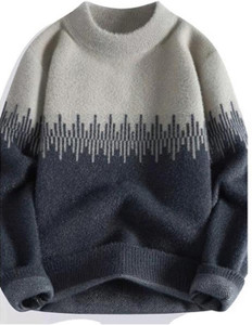 fitin outfit self design round neck casual men grey sweater