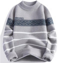 FitIn OutFit Self Design Round Neck Casual Men Brown Sweater