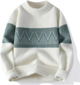 FitIn OutFit Self Design Round Neck Casual Men White Sweater
