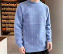 FitIn OutFit Self Design Round Neck Casual Men Blue Sweater