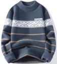 FitIn OutFit Self Design Round Neck Casual Men Grey Sweater