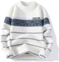 FitIn OutFit Self Design Round Neck Casual Men White Sweater