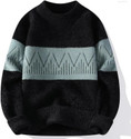 FitIn OutFit Self Design Round Neck Casual Men Black Sweater