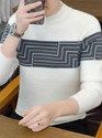 FitIn OutFit Self Design Round Neck Casual Men White Sweater