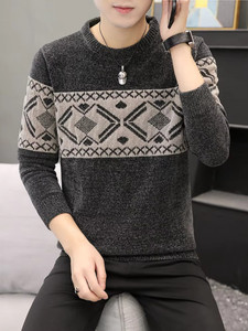 fitin outfit self design round neck casual men grey sweater