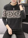 FitIn OutFit Self Design Round Neck Casual Men Grey Sweater