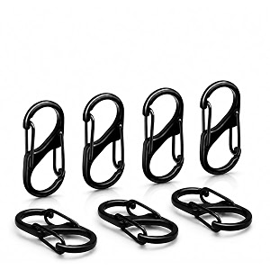 fitix mini carabiner keychain zinc alloy 236 inch s hook snap clip for camping hiking travel backpack 7pc___spin
