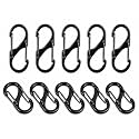 FiTiX Mini Carabiner Keychain, Zinc Alloy, 2.36 Inch S Hook Snap Clip for Camping, Hiking, Travel, Backpack (10PC___S-PiN)