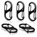 FiTiX Mini Carabiner Keychain, Zinc Alloy, 2.36 Inch S Hook Snap Clip for Camping, Hiking, Travel, Backpack (5PC___S-PiN)