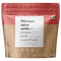 fitlicious Spicy Sattu | Roasted Gram Flour | High-Protein &amp; Fiber-Rich | no artificial flavors &amp; without preservative | Gluten-Free | Chana Sattu | Instant Spicy Refreshing Drink Powder | Non-GMO | All Age Group | 50