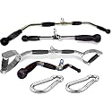 Iron Combo Of Gym Accessories Attachments Lat Bar, D Handle, Zigzag Handle, Triceps Handle + Safety Locks Etc