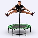 Fitness Trampoline for Adults and Kids, Indoor Rebounder Exercise Trampoline for Workout Fitness for Quiet and Safely Cushioned Bounce Workout (with Handles, Green)