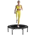 Fitness Trampoline for Adults and Kids, Indoor Rebounder Exercise Trampoline for Workout Fitness for Quiet and Safely Cushioned Bounce Workout (Without Handles, Black)