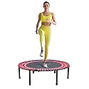 Fitness Trampoline for Adults and Kids, Indoor Rebounder Exercise Trampoline for Workout Fitness for Quiet and Safely Cushioned Bounce Workout (Without Handles, Red)