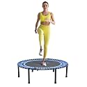 Fitness Trampoline for Adults and Kids, Indoor Rebounder Exercise Trampoline for Workout Fitness for Quiet and Safely Cushioned Bounce Workout (Without Handles, Blue)