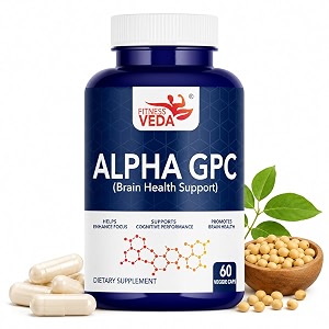 fitness veda alpha gpc 300mg  cognitive support supplement  memory cognitive function amp mental clarity booster  brain health support- 60 capsules