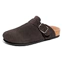 FITORY Mens Suede Clogs with Arch Support Leather Cork Footed Mules