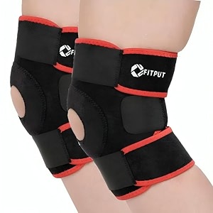 fitput adjustable knee support patellaknee support for men and womenknee capknee braceknee guard knee capknee pain relief knee beltjoint pain relief  pair red