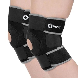 fitput knee caps for women for pain relief products adjustable knee support for men gym knee pads for women open patella gel pad for arthritis gym accessoriesfreesize grey amp black pair