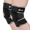 FITPUT Knee Caps For Women For Pain Relief Products Adjustable Knee Support For Men Gym Knee Pads For Women Open Patella Gel Pad for Arthritis Gym Accessories,FreeSize Grey &amp; Black pair