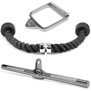 fitrxx combo tricep ropetricep pull down rope and v bar cable attachment  cable bar for strength training f cable