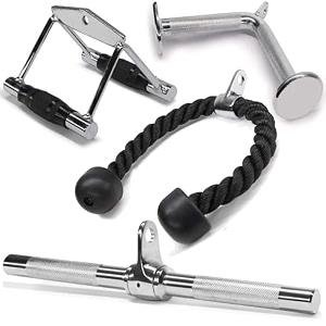 fitrxx combo tricep ropetricep pull down rope and v bar cable attachment  cable bar for strength training a tricep rope  double d  straight bar  v bar