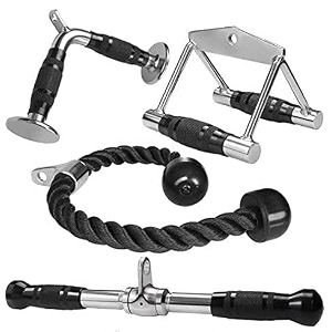 fitrxx combo tricep ropetricep pull down rope and v bar cable attachment  cable bar for strength training rowing handle v-shaped bar triceps rope straight rotating bar