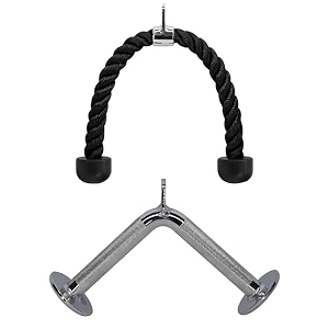 fitrxx combo tricep ropetricep pull down rope and v bar cable attachment  cable bar for strength training 9 tricep ropevshapped bar