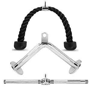 fitrxx combo tricep ropetricep pull down rope and v bar cable attachment  cable bar for strength training cable tricep rope